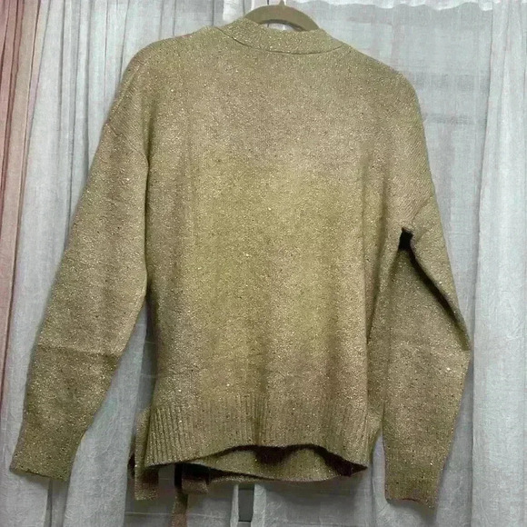 NWT Lilly Pulitzer medium Dixie Wrap Sweater in Sand Bar Metallic Item# AN - Picture 5 of 9